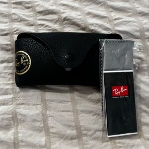 Ray-Ban Black Sunglasses Case with Gray Cleaning Cloth